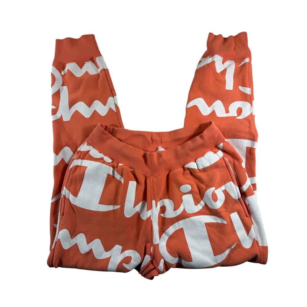 Champion Reverse Weave All Over Large Script Logo Sweatpant Joggers Size Medium